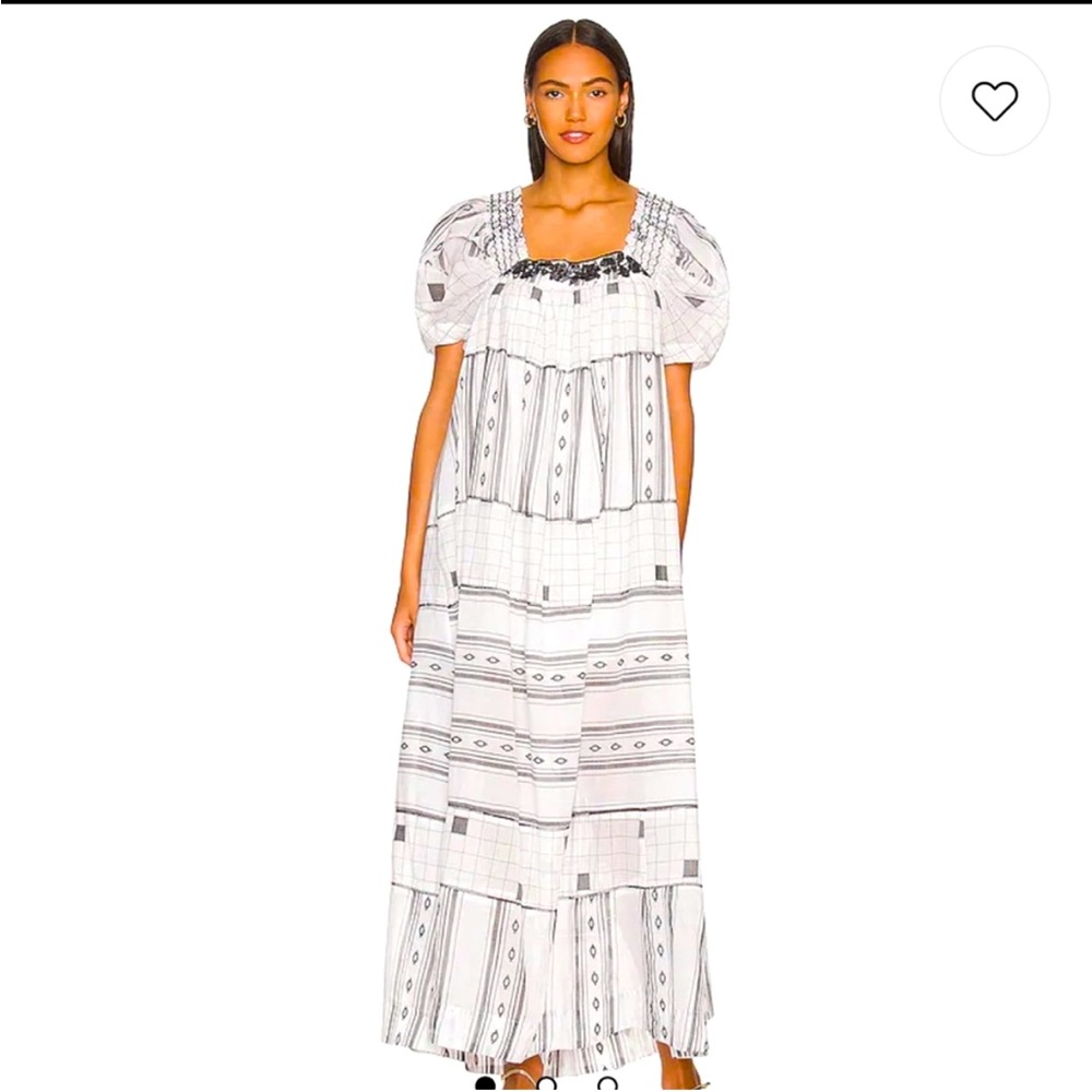 Free People ‘Jaime’ White and Black embroidered maxi dress size Small